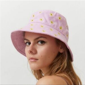 Urban outfitters pink embroidered bucket hat